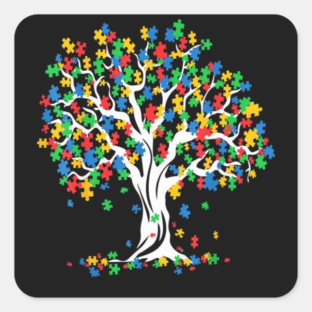 Tree Of Life Autism Awareness Month Square Sticker (Front)