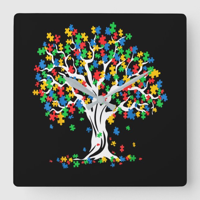 Tree Of Life Autism Awareness Month Square Wall Clock (Front)