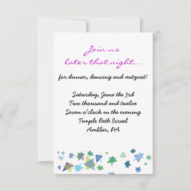Tree of Life Bat Mitzvah Invitation Party Card (Front)