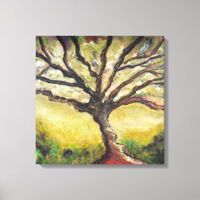 Tree of Life Bird Painting Unique Countryside Wrap Canvas Print (Front)