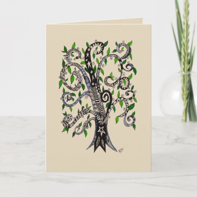 Tree of Life  Black and White Greeting Card (Front)