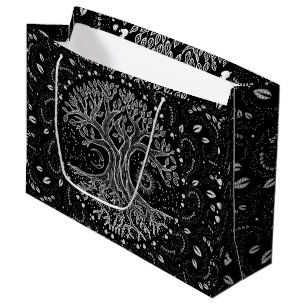Tree of Life - black and white Large Gift Bag
