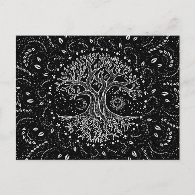 Tree of Life - black and white Postcard (Front)