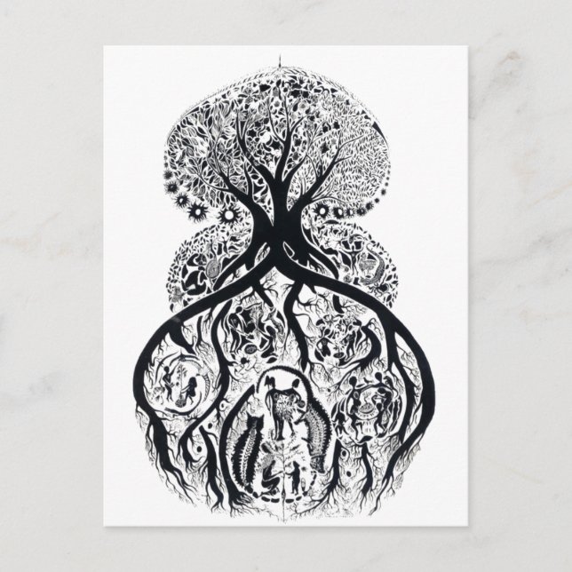 TREE of LIFE - black & white Postcard (Front)