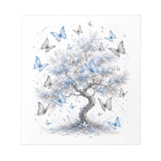 Tree of Life Blue Butterflies Notepad