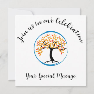 Tree of Life Blue Circle End-of-treatment Party Invitation