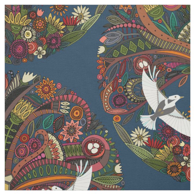 tree of life blue fabric (Swatch)