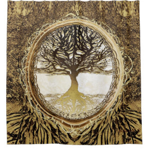 Tree of Life Brown Shower Curtain