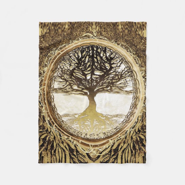 Tree of Life Brown Tree by Amelia Carrie Fleece Blanket (Front)