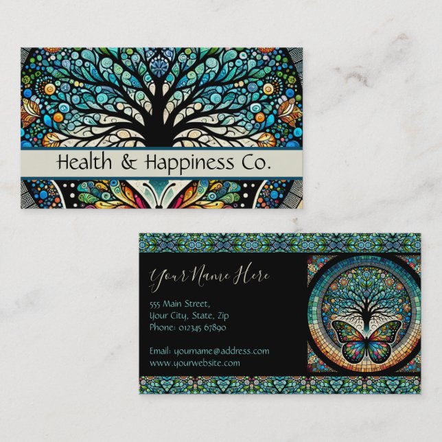 Tree of Life Butterflies Business Card (Front/Back)
