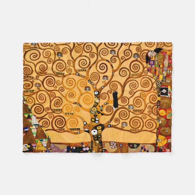 Tree of Life by Gustav Klimt Fine Art Fleece Blanket (Front (Horizontal))
