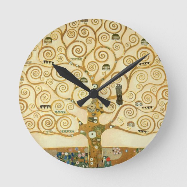 Tree of Life by Gustav Klimt Round Clock (Front)