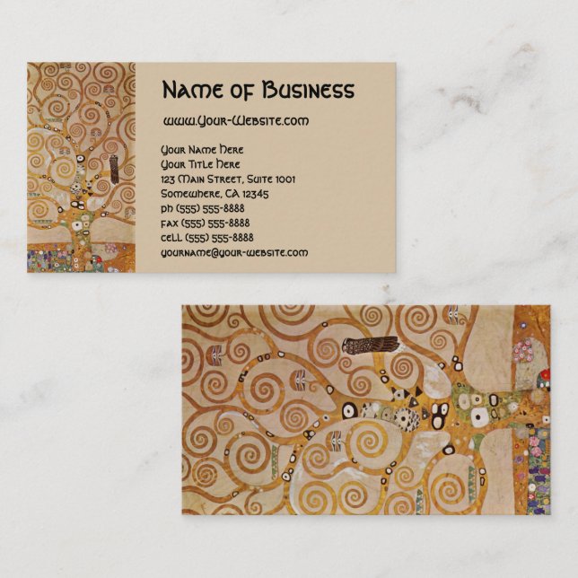 Tree of Life by Klimt, Stylised Art Nouveau Symbol Business Card (Front/Back)