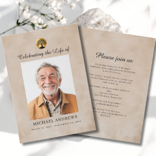 Tree of Life - Celebration of Life Funeral Photo  Invitation