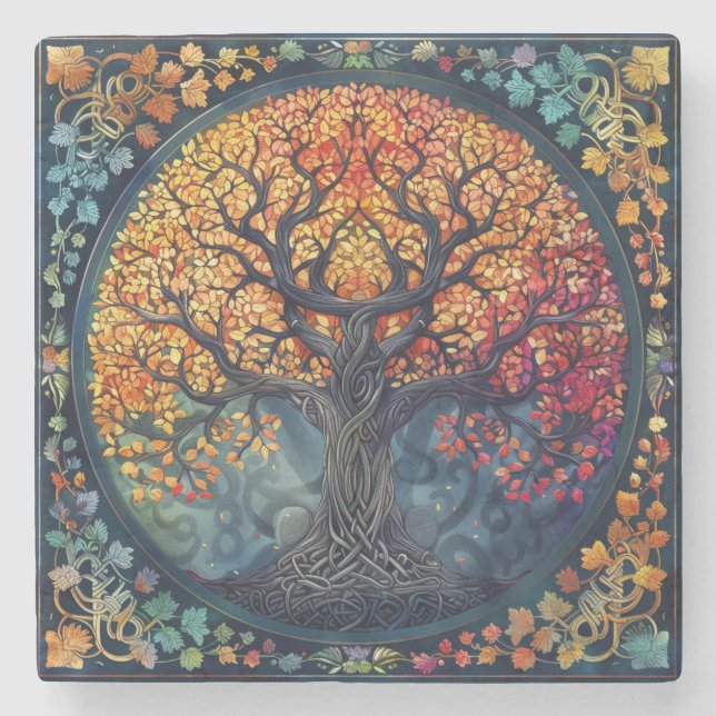 Tree of Life Celtic Stone Coaster (Front)
