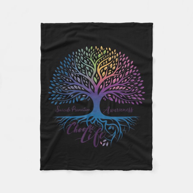 Tree Of Life Choose Life Suicide Prevention Awaren Fleece Blanket (Front)