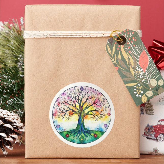 Tree of Life  Classic Round Sticker (Holiday)