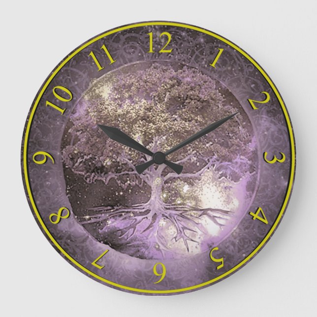 Tree of Life Clock Purple and Gold (Front)