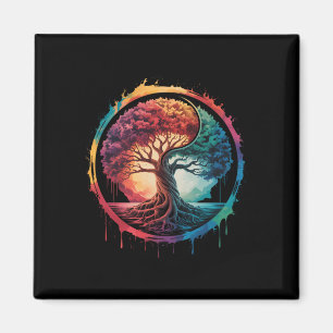 Tree Of Life Colourful Nature Yin Yang Zen Yoga Me Magnet
