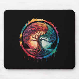 Tree Of Life Colourful Nature Yin Yang Zen Yoga Me Mouse Pad
