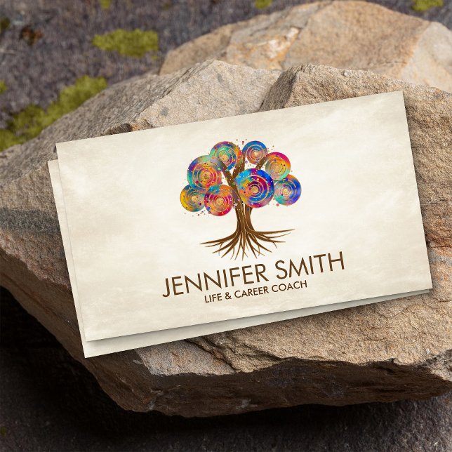 Tree of life - colourful spiral branches business card (Creator Uploaded)