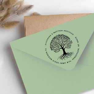 Tree of Life Couple Name Return Address Rubber Stamp