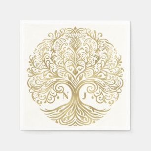 Tree of Life Cream & Gold Celtic Wedding Napkin