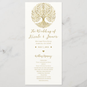Tree of Life Cream & Gold Celtic Wedding Program Programme