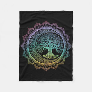 Tree Of Life Cresent Moon Phases Floral Mandala Yo Fleece Blanket