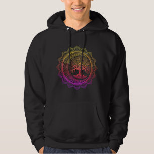 Tree of Life Cresent Moon Phases Floral Mandala Yo Hoodie