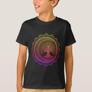 Tree Of Life Cresent Moon Phases Floral Mandala Yo T-Shirt