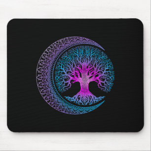 Tree Of Life Cresent Moon Phases Mandala Yoga Gift Mouse Pad