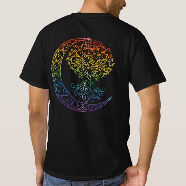 Tree of Life Cresent Moon Phases Mandala Yoga Gift T-Shirt (Back)