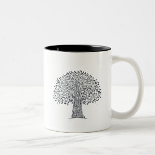 Tree Of Life Doodle Two-Tone Coffee Mug