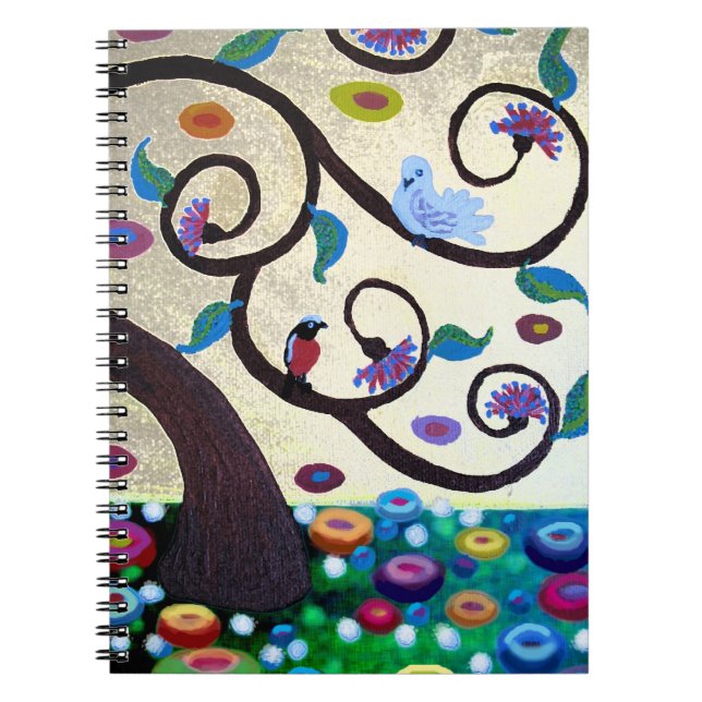 Tree of life dove and robin spiral notebook (Front)