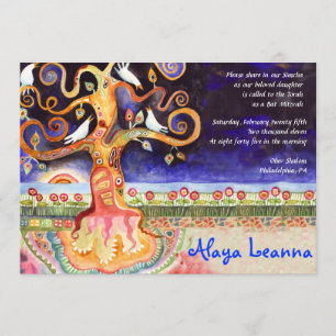 Tree of Life Doves Bar Bat Mitzvah Invitation
