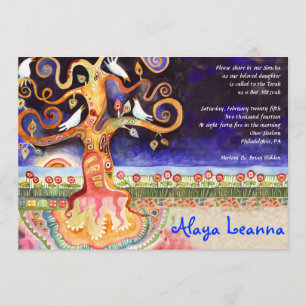 TREE OF LIFE Doves Bar Bat Mitzvah Invitation