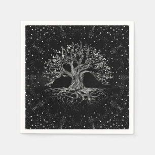 Tree of Life Drawing Black and White Napkin
