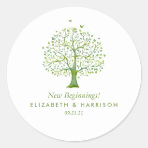 Tree of Life, Elegant Wedding Classic Round Sticker