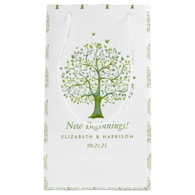 Tree of Life, Elegant Wedding Favour Small Gift Bag (Front)