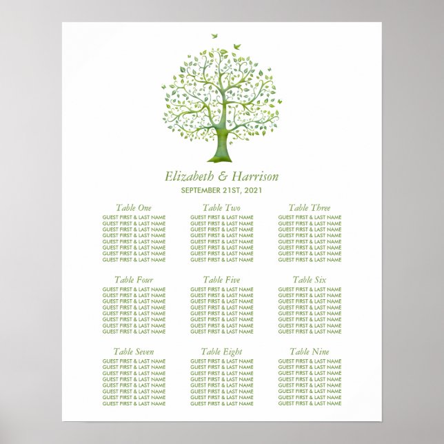 Tree of Life, Elegant Wedding Seating Chart (Front)