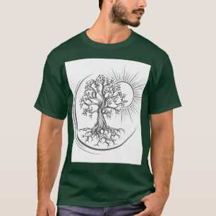 Tree of Life Esoteric Tattoo Drawn in Engraving St T-Shirt