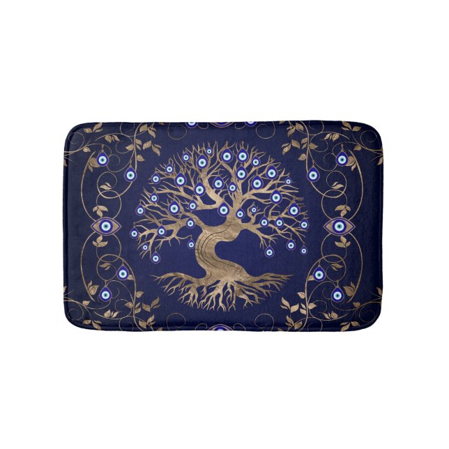 Tree of Life Evil Eye Ornament Bath Mat (Front)