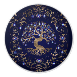 Tree of Life Evil Eye Ornament Ceramic Knob