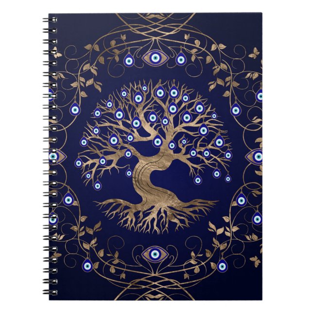 Tree of Life Evil Eye Ornament Notebook (Front)