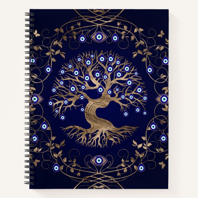 Tree of Life Evil Eye Ornament Notebook (Front)