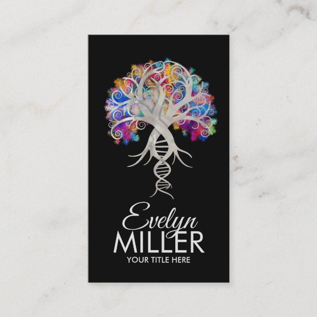 Tree of Life - Evolution DNA Pearl and colour Business Card (Front)