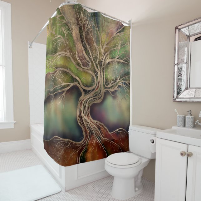 Tree of life - fall shadows shower curtain (In Situ)
