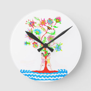 Tree of life. Flora and fauna Round Clock