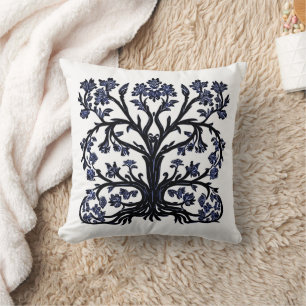 Tree of Life Floral #2 Cobalt Blue and White   Cushion